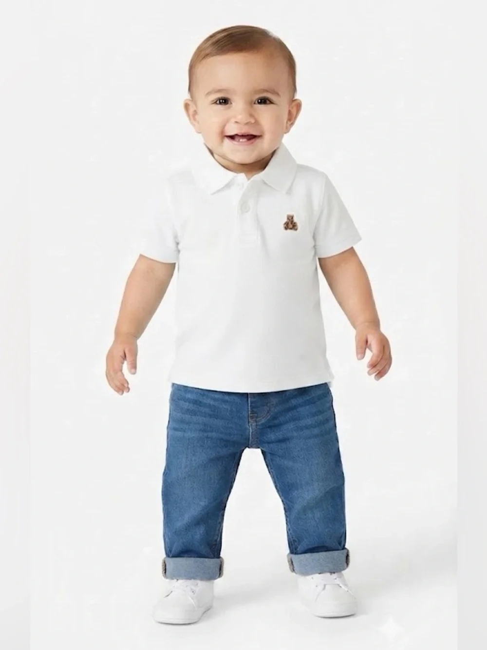 GAP White Polo Shirt with Teddy Chest Patch